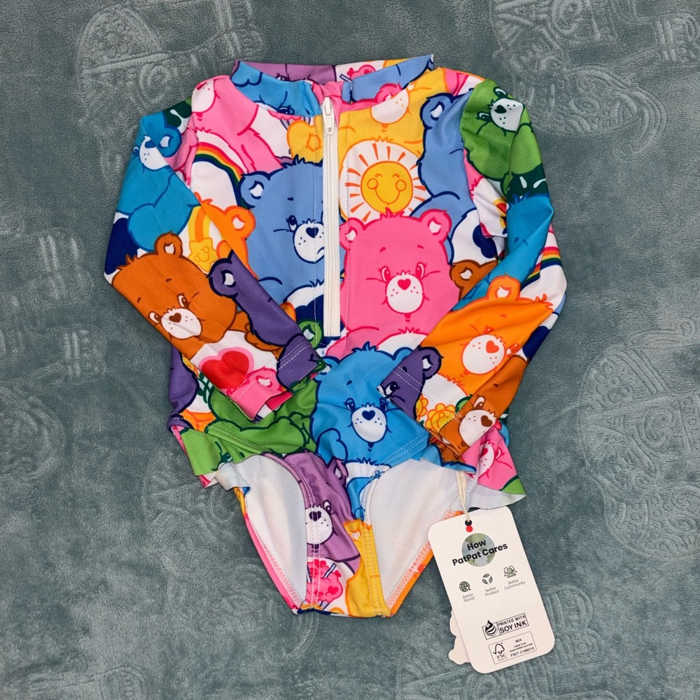 NWT Patpat Colorful Care Bears One-Piece Swimsuit SIZE 3-6 months